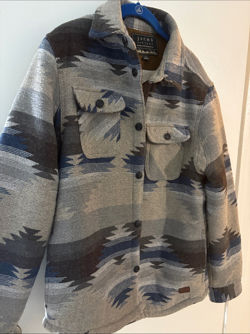 Jachs Gray and Blue Patterned Performance Jacket